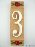Numero civico ceramica con fiore rosso nfr3